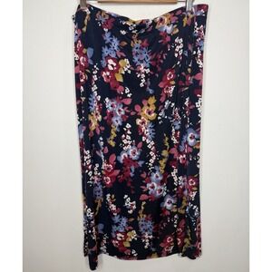 Dark Fairy Floral Midi Maxi Pull On Skirt XL Blue Elastic Waist Maxi Stretch Boh
